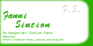 fanni simtion business card